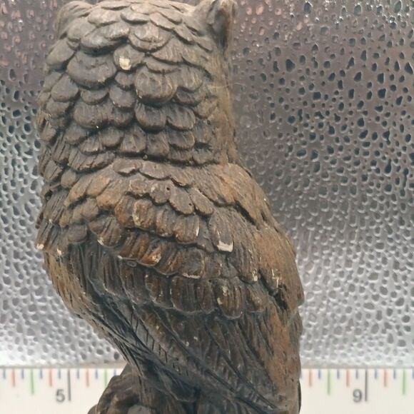 Vintage 6.5" Brown Ceramic Owl Figurine on Stump, Rustic Home Décor - Picture 5 of 6